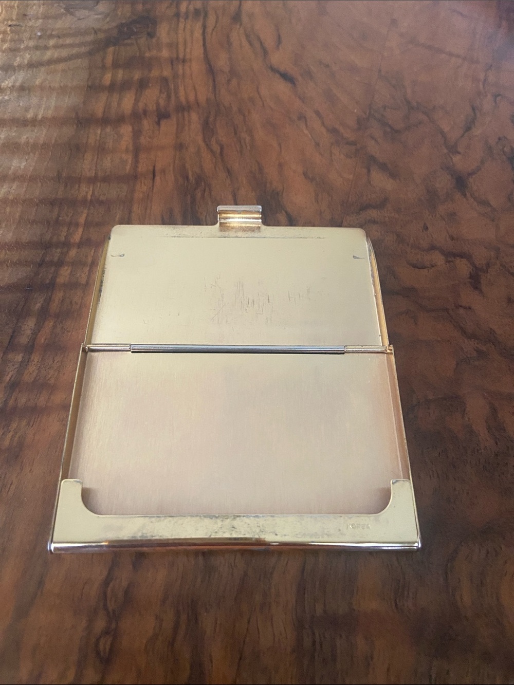Vintage Gatsby Metal Wallet Business Card Holder Slim Profile Gold Tone RFID